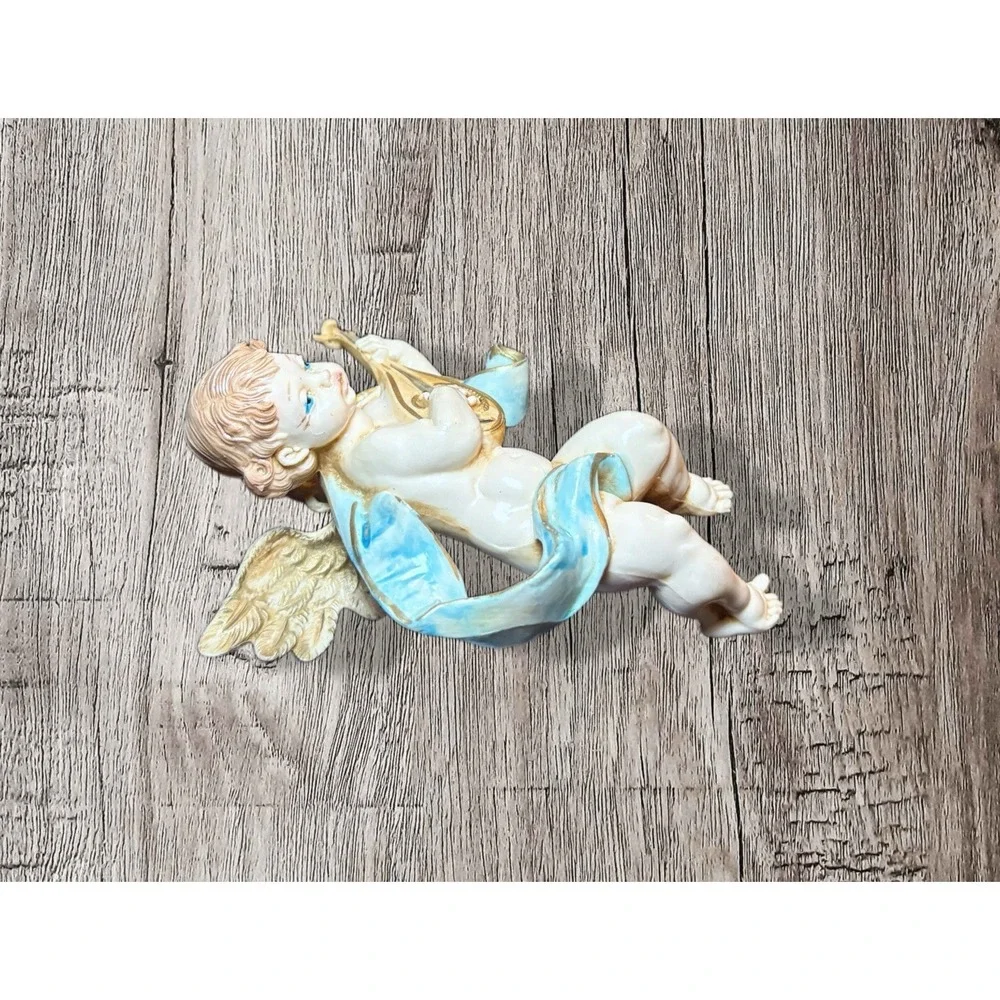 Vintage Fontanini Depose Italy Cherub Figurine Ornament With Mandolin